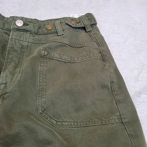 NWT We the Free Olive Green High Rise Wide Leg Palmer Cuffed Jeans 30 - Picture 3 of 13